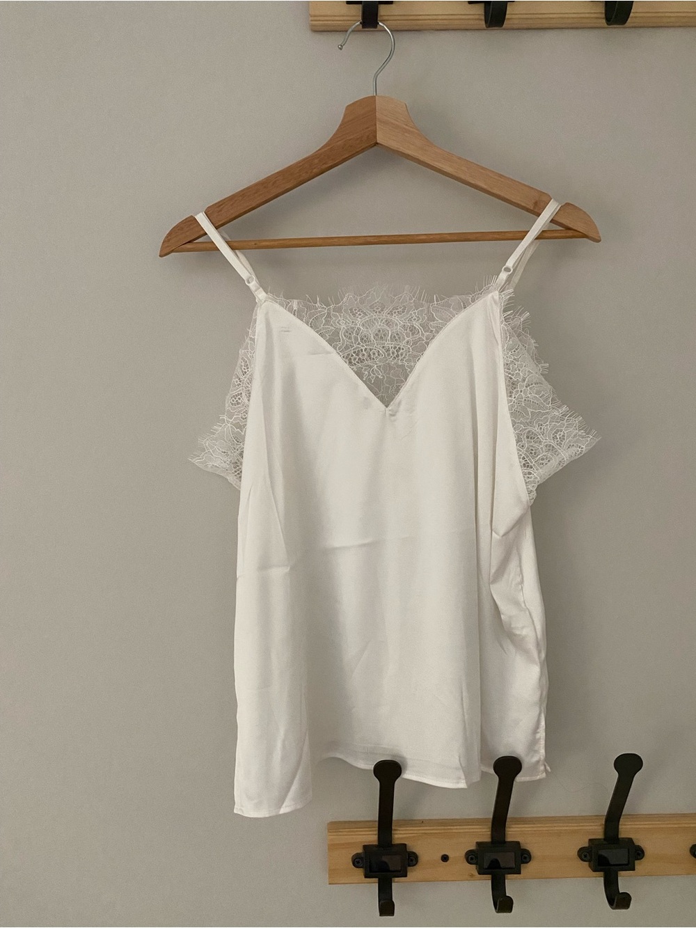 White Lace Trim Cami Tank Top